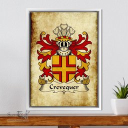 ScotsTee Shop Welsh Crevequer (or Crevecoeur, Flint) Coat of Arms Family Crest Welsh Framed Canvas Print