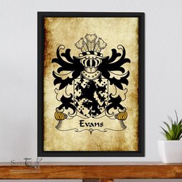 ScotsTee Shop Welsh Evans (of Is-coed, Flint) Coat of Arms Family Crest Welsh Framed Canvas Print