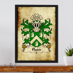 ScotsTee Shop Welsh Fludd (Thomas, of Kent, family of Welsh origin) Coat of Arms Family Crest Welsh Framed Canvas Print