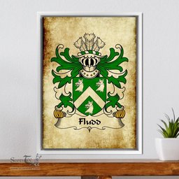 ScotsTee Shop Welsh Fludd (Thomas, of Kent, family of Welsh origin) Coat of Arms Family Crest Welsh Framed Canvas Print