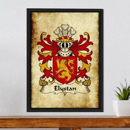 ScotsTee Shop Welsh Elystan (GLODRYDD) Coat of Arms Family Crest Welsh Framed Canvas Print