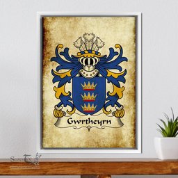 ScotsTee Shop Welsh Gwrtheyrn (GWRTHENEU, King of the Britons) Coat of Arms Family Crest Welsh Framed Canvas Print