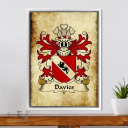 ScotsTee Shop Welsh Davies (Robert of Gwysanau, Flint) Coat of Arms Family Crest Welsh Framed Canvas Print
