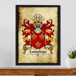ScotsTee Shop Welsh Cantelupe (Lord of Abergavenny) Coat of Arms Family Crest Welsh Framed Canvas Print