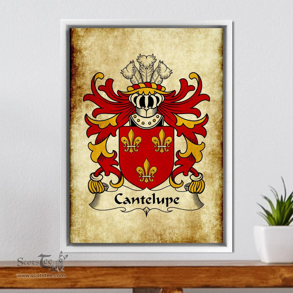 ScotsTee Shop Welsh Cantelupe (Lord of Abergavenny) Coat of Arms Family Crest Welsh Framed Canvas Print