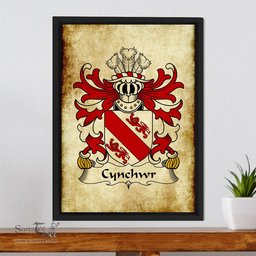 ScotsTee Shop Welsh Cynchwr (lord, of Ireland) Coat of Arms Family Crest Welsh Framed Canvas Print