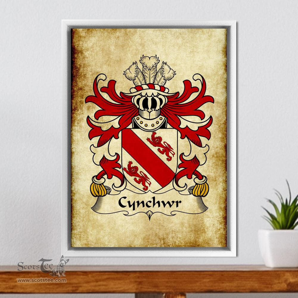 ScotsTee Shop Welsh Cynchwr (lord, of Ireland) Coat of Arms Family Crest Welsh Framed Canvas Print