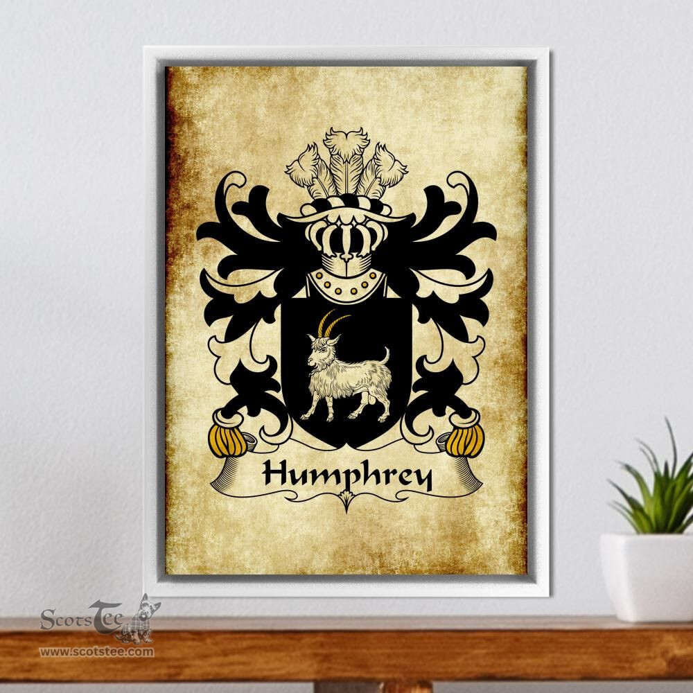 ScotsTee Shop Welsh Humphrey (AP JOHN AB IEUAN, Montgomeryshire) Coat of Arms Family Crest Welsh Framed Canvas Print