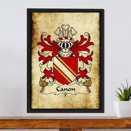 ScotsTee Shop Welsh Canon (of Haverfordwest) Coat of Arms Family Crest Welsh Framed Canvas Print