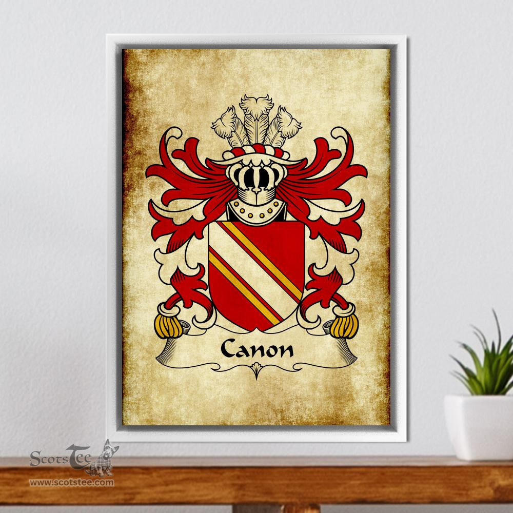 ScotsTee Shop Welsh Canon (of Haverfordwest) Coat of Arms Family Crest Welsh Framed Canvas Print