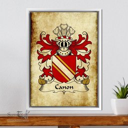 ScotsTee Shop Welsh Canon (of Haverfordwest) Coat of Arms Family Crest Welsh Framed Canvas Print