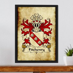 ScotsTee Shop Welsh Fitzhenry (of Pembrokeshire) Coat of Arms Family Crest Welsh Framed Canvas Print
