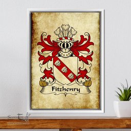 ScotsTee Shop Welsh Fitzhenry (of Pembrokeshire) Coat of Arms Family Crest Welsh Framed Canvas Print