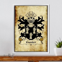 ScotsTee Shop Welsh Gunter (of Tregunter and Gilston, Breconshire) Coat of Arms Family Crest Welsh Framed Canvas Print