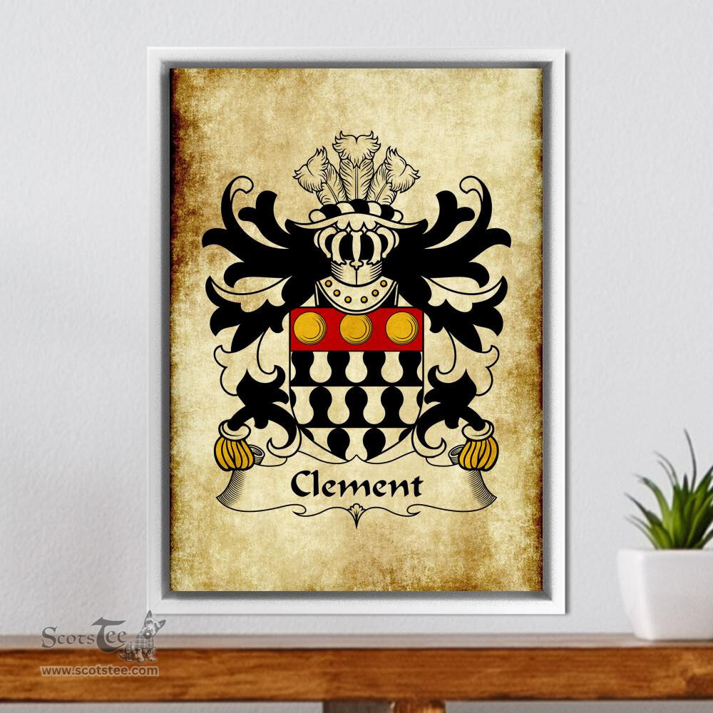 ScotsTee Shop Welsh Clement (of Cardiganshire) Coat of Arms Family Crest Welsh Framed Canvas Print