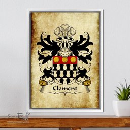 ScotsTee Shop Welsh Clement (of Cardiganshire) Coat of Arms Family Crest Welsh Framed Canvas Print