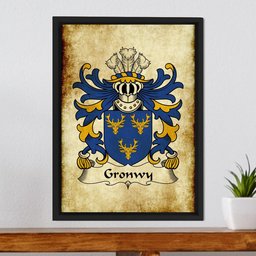 ScotsTee Shop Welsh Gronwy (GOCH-of Llangathen, Carmarthenshire) Coat of Arms Family Crest Welsh Framed Canvas Print