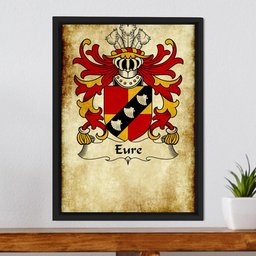 ScotsTee Shop Welsh Eure (Commander of Slebech, Pembrokeshire) Coat of Arms Family Crest Welsh Framed Canvas Print