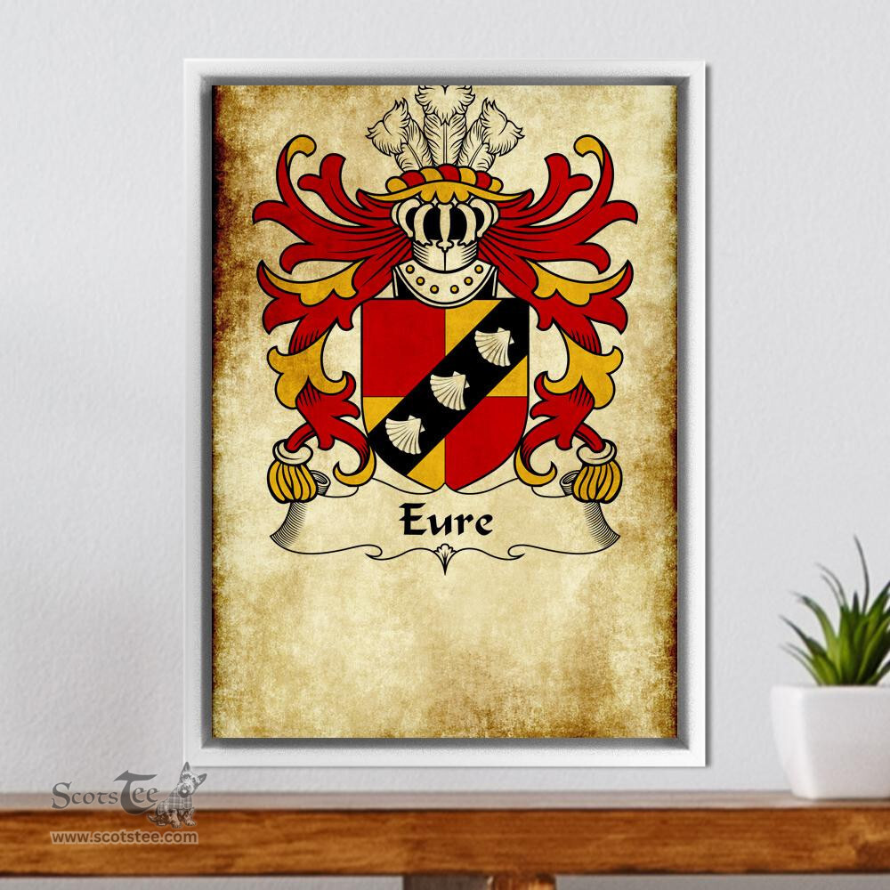 ScotsTee Shop Welsh Eure (Commander of Slebech, Pembrokeshire) Coat of Arms Family Crest Welsh Framed Canvas Print