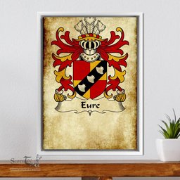 ScotsTee Shop Welsh Eure (Commander of Slebech, Pembrokeshire) Coat of Arms Family Crest Welsh Framed Canvas Print
