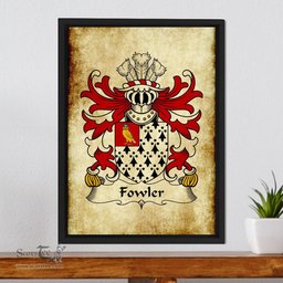 ScotsTee Shop Welsh Fowler (Daughter m. Vaughan of Pant-glas) Coat of Arms Family Crest Welsh Framed Canvas Print