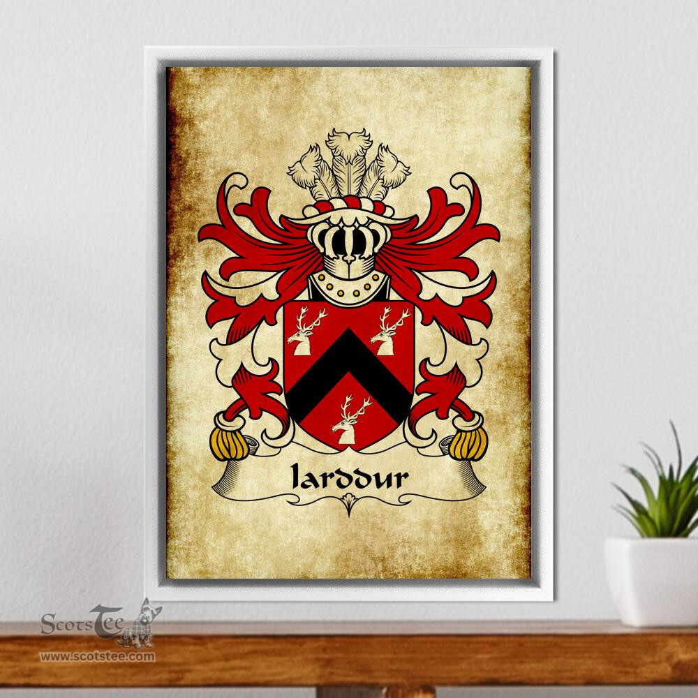 ScotsTee Shop Welsh Iarddur (AP CYNDDELW) Coat of Arms Family Crest Welsh Framed Canvas Print