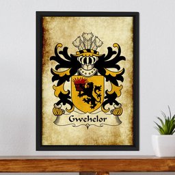 ScotsTee Shop Welsh Gwehelor (lord of Llantrisaint, Monmouthshire) Coat of Arms Family Crest Welsh Framed Canvas Print