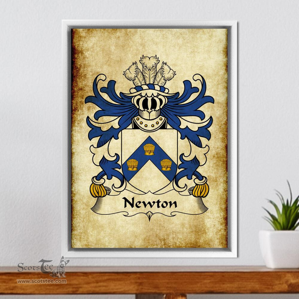 ScotsTee Shop Welsh Newton (alias Cradock) Coat of Arms Family Crest Welsh Framed Canvas Print