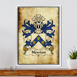 ScotsTee Shop Welsh Newton (alias Cradock) Coat of Arms Family Crest Welsh Framed Canvas Print