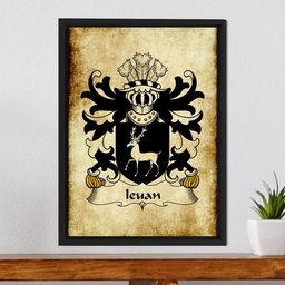 ScotsTee Shop Welsh Ieuan (AP DAFYDD AP MADOG) Coat of Arms Family Crest Welsh Framed Canvas Print
