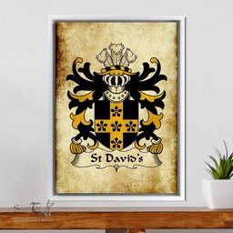 ScotsTee Shop Welsh St David's (Diocese of) Coat of Arms Family Crest Welsh Framed Canvas Print