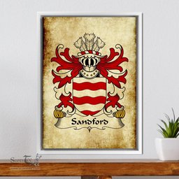 ScotsTee Shop Welsh Sandford (of Glamorgan) Coat of Arms Family Crest Welsh Framed Canvas Print
