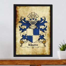 ScotsTee Shop Welsh Moore (lords of Crick, Monmouthshire) Coat of Arms Family Crest Welsh Framed Canvas Print