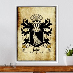 ScotsTee Shop Welsh John (AP HARRY AP LLYWELYN) Coat of Arms Family Crest Welsh Framed Canvas Print
