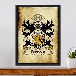 ScotsTee Shop Welsh Pennant (of Penrhyn-Castle, Caernarvonshire) Coat of Arms Family Crest Welsh Framed Canvas Print
