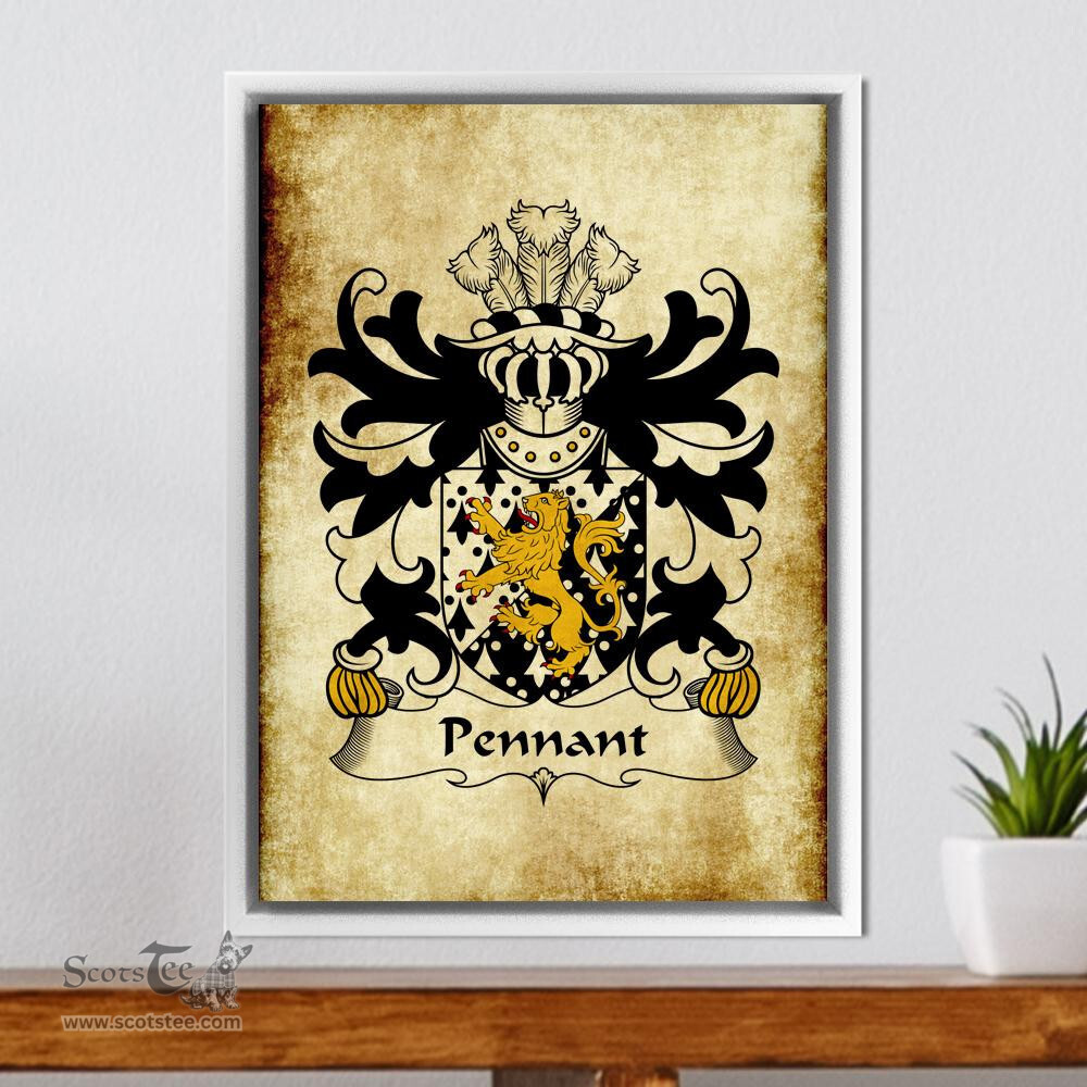 ScotsTee Shop Welsh Pennant (of Penrhyn-Castle, Caernarvonshire) Coat of Arms Family Crest Welsh Framed Canvas Print