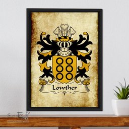 ScotsTee Shop Welsh Lowther (Quartering of Powell of Hosely) Coat of Arms Family Crest Welsh Framed Canvas Print