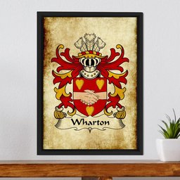 ScotsTee Shop Welsh Wharton (Bishop of St. Asaph) Coat of Arms Family Crest Welsh Framed Canvas Print