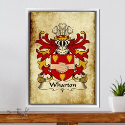 ScotsTee Shop Welsh Wharton (Bishop of St. Asaph) Coat of Arms Family Crest Welsh Framed Canvas Print