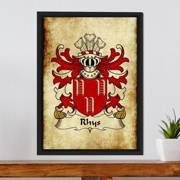 ScotsTee Shop Welsh Rhys (AP DAFYDD GOCH) Coat of Arms Family Crest Welsh Framed Canvas Print