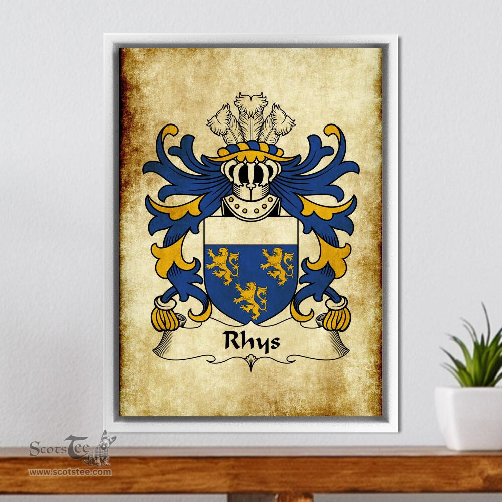 ScotsTee Shop Welsh Rhys (AP DAFYDD GOCH) Coat of Arms Family Crest Welsh Framed Canvas Print