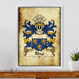 ScotsTee Shop Welsh Rhys (AP DAFYDD GOCH) Coat of Arms Family Crest Welsh Framed Canvas Print