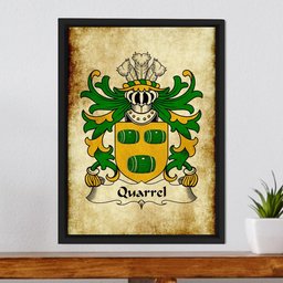 ScotsTee Shop Welsh Quarrel (of Kilpeck, Herefordshire) Coat of Arms Family Crest Welsh Framed Canvas Print