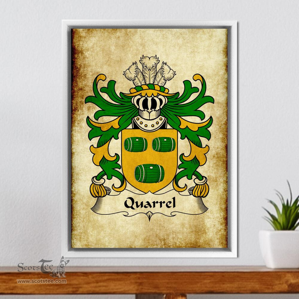 ScotsTee Shop Welsh Quarrel (of Kilpeck, Herefordshire) Coat of Arms Family Crest Welsh Framed Canvas Print