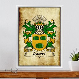 ScotsTee Shop Welsh Quarrel (of Kilpeck, Herefordshire) Coat of Arms Family Crest Welsh Framed Canvas Print