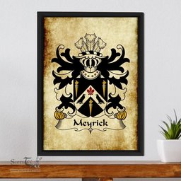 ScotsTee Shop Welsh Meyrick (of Bodorgan, Anglesey) Coat of Arms Family Crest Welsh Framed Canvas Print