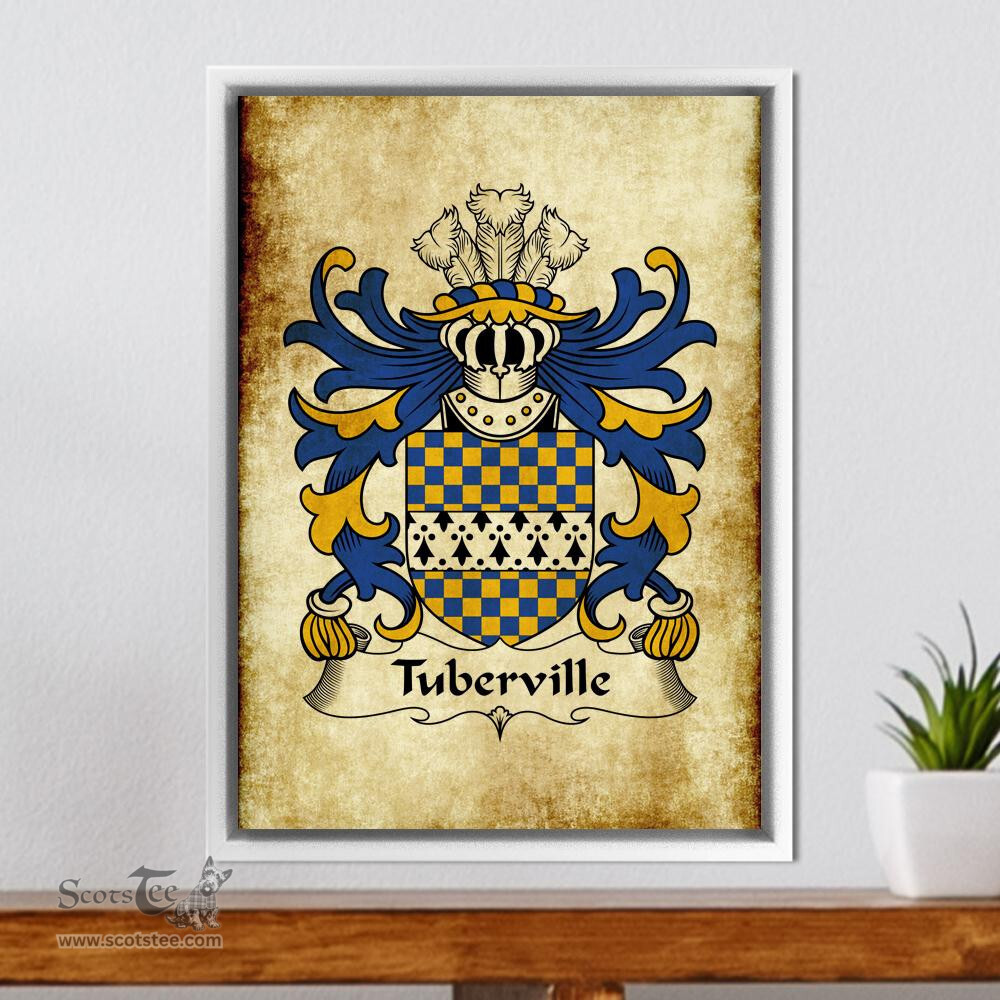 ScotsTee Shop Welsh Tuberville (of Coetry, Glamorgan) Coat of Arms Family Crest Welsh Framed Canvas Print