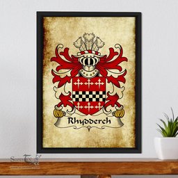 ScotsTee Shop Welsh Rhydderch (LE GROS) Coat of Arms Family Crest Welsh Framed Canvas Print