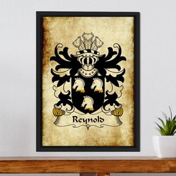ScotsTee Shop Welsh Reynold (of BishopÕs Castle, Shropshire) Coat of Arms Family Crest Welsh Framed Canvas Print