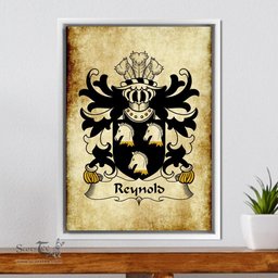 ScotsTee Shop Welsh Reynold (of BishopÕs Castle, Shropshire) Coat of Arms Family Crest Welsh Framed Canvas Print
